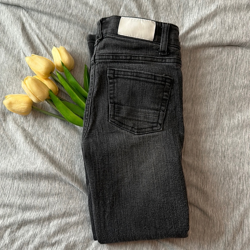 Black faded distressed jeans